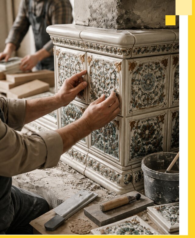 Изразцовые камины под ключ в Асбесте: проект и монтаж