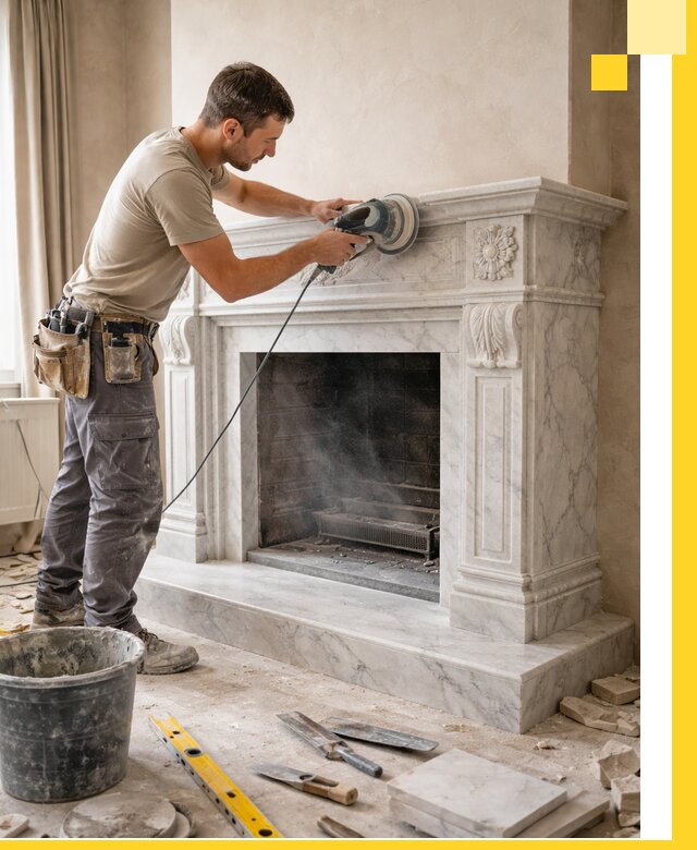 Изготовление и установка мраморных каминов в Асбесте под ключ