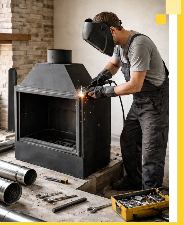 Продажа и установка металлических каминов в Асбесте под ключ