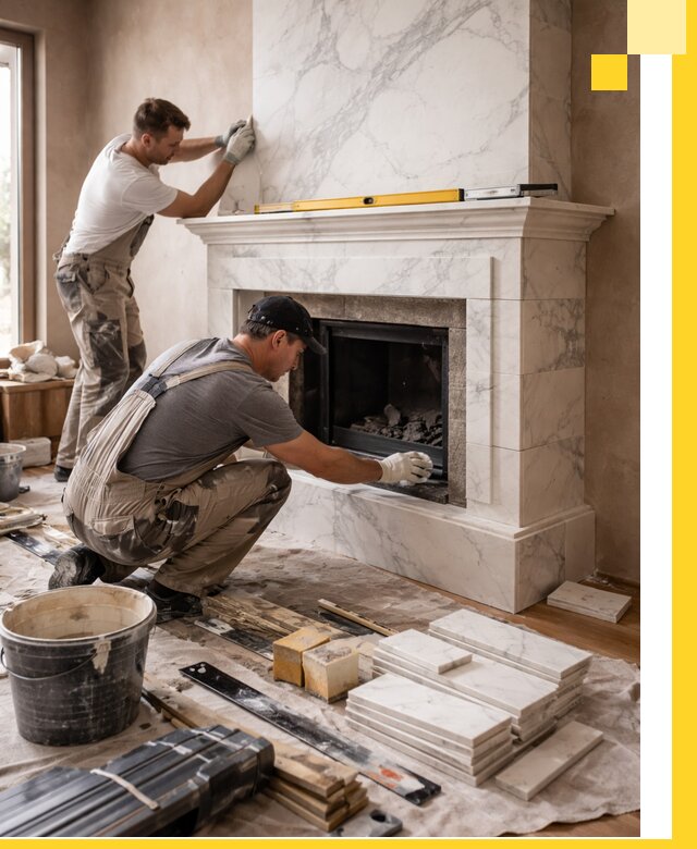 Отделка каминов в Асбесте качественные облицовочные работы