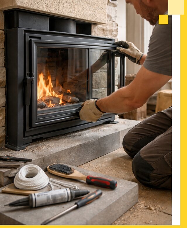 Производство, монтаж и доставка каминов со стеклом в Асбесте