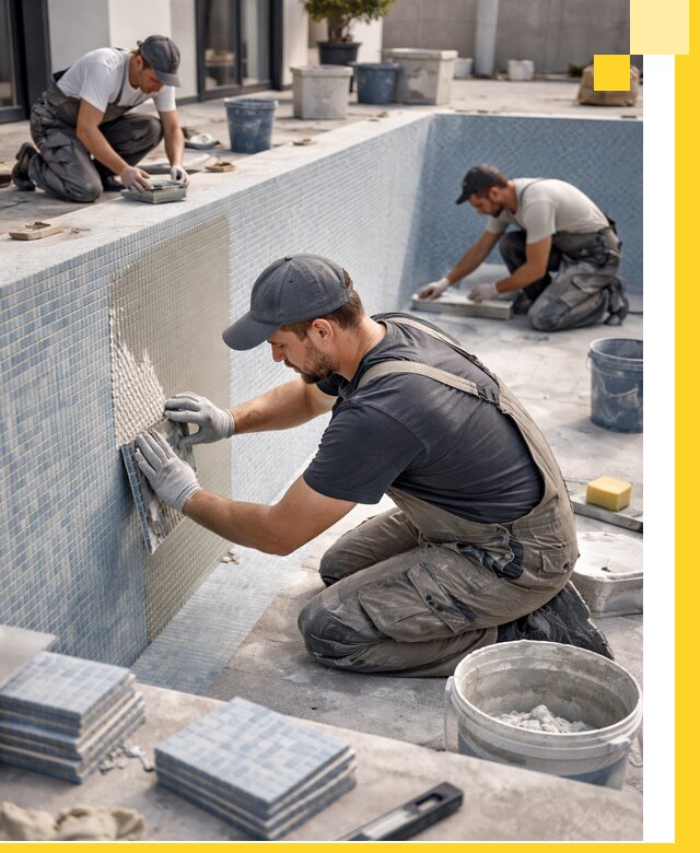 Облицовка бассейнов в Асбесте плитка мозаика гидроизоляция