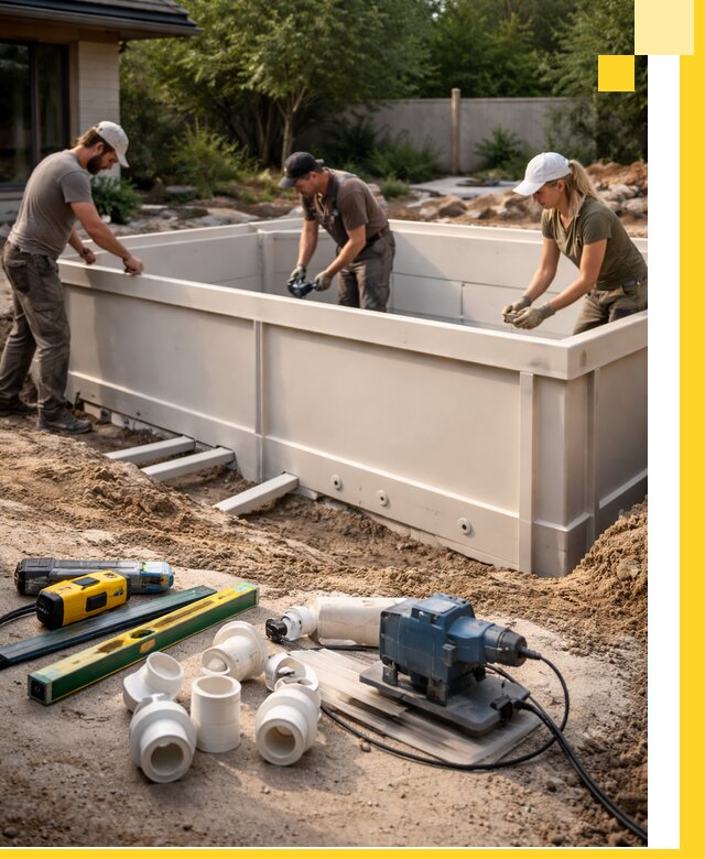 Установка полипропиленовых бассейнов под ключ в Асбесте