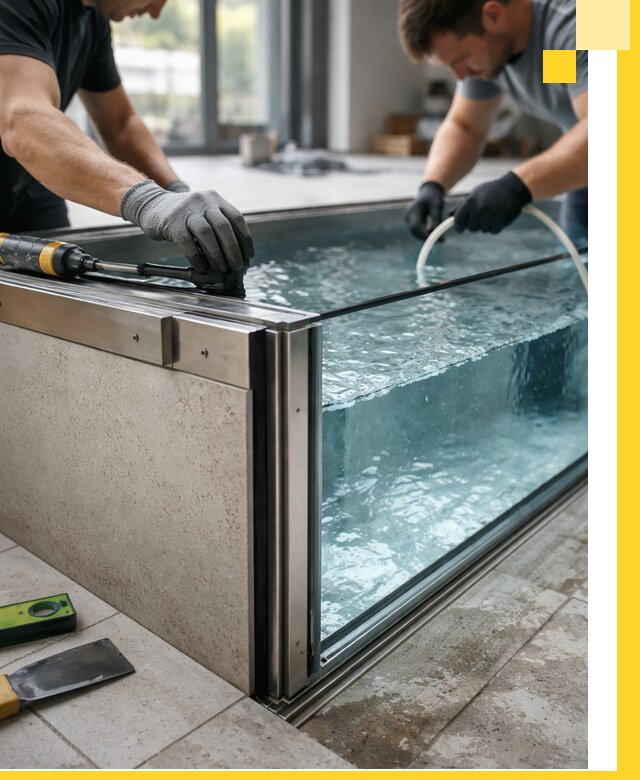 Проектирование и монтаж стеклянных бассейнов в Асбесте