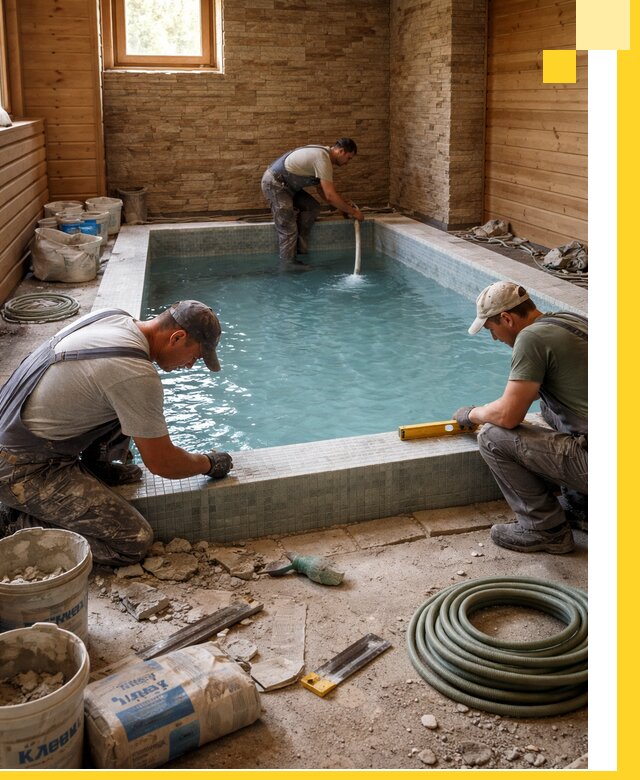 Проектирование и строительство бассейнов для бани в Асбесте