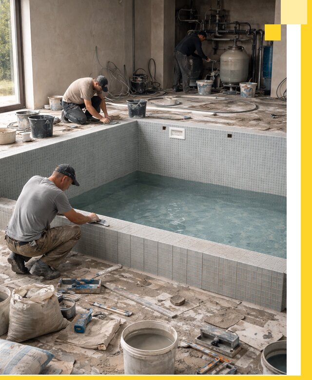 Строительство и монтаж бассейнов в помещении в Асбесте