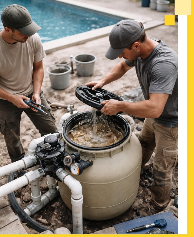 Установка и обслуживание песочных фильтров для бассейнов в Асбесте