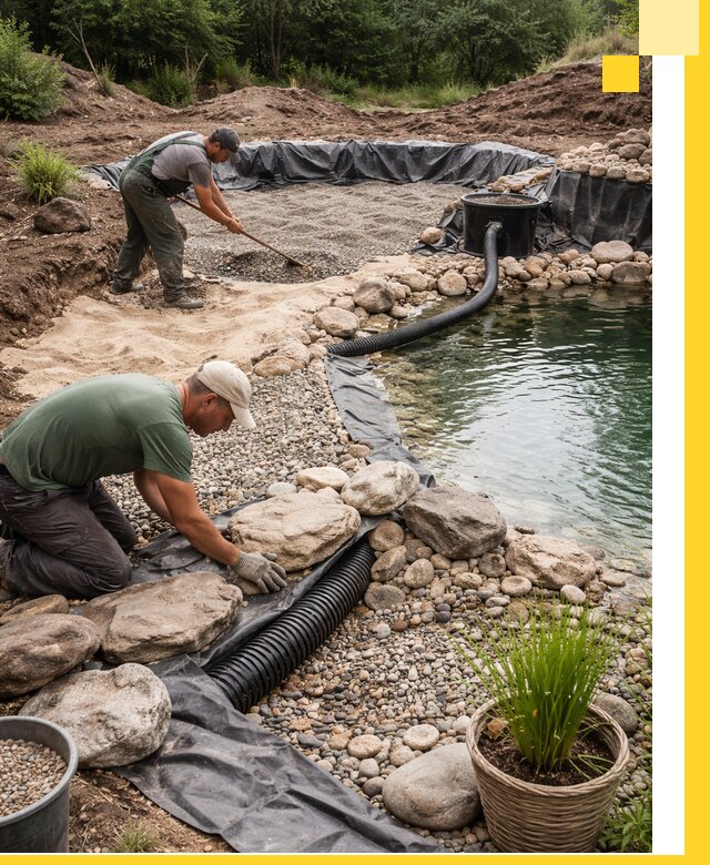 Строительство природных бассейнов и озер в Асбесте под ключ
