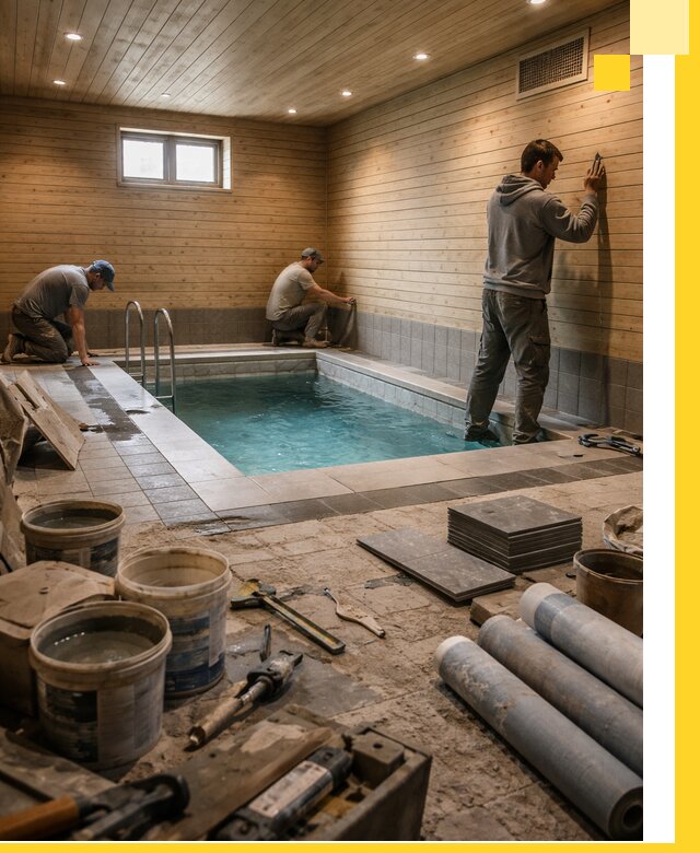 Строительство бани с бассейном и сауной под ключ в Асбесте