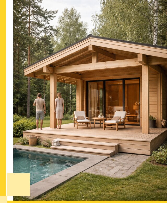 Бани с террасой под ключ в Асбесте от 606420 р. | ЭриданСбс