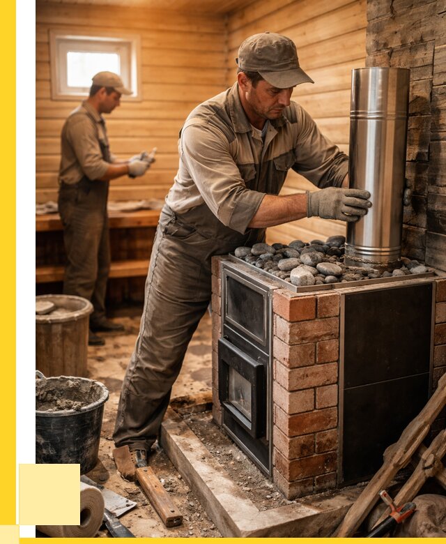 Монтаж печи в бане под ключ в Асбесте от 20214 р. | ЭриданСбс