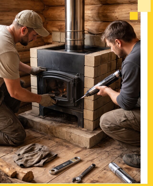 Монтаж и установка печи в бане под ключ с гарантией в Асбесте