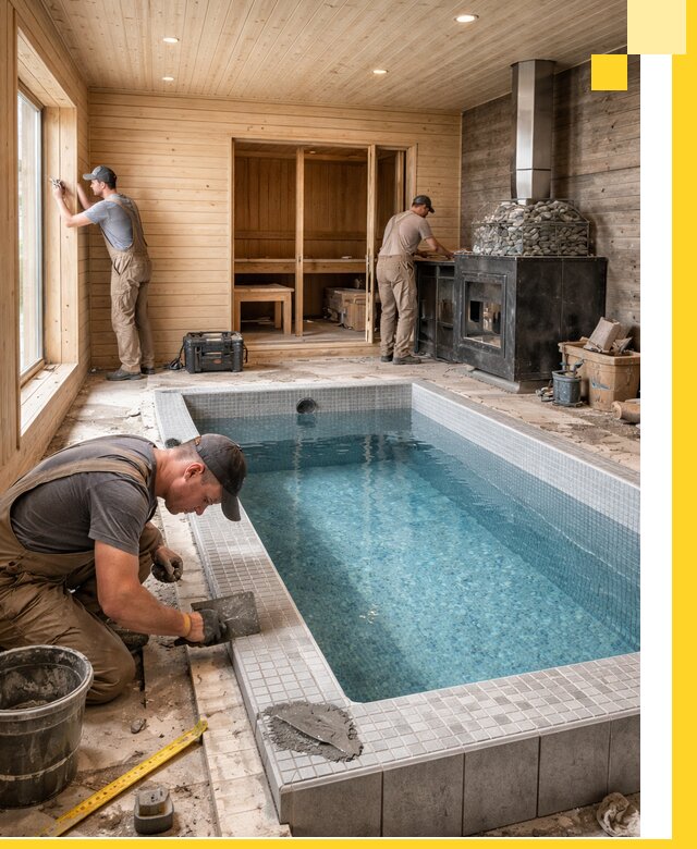 Проект бани с бассейном и сауной в Асбесте под ключ