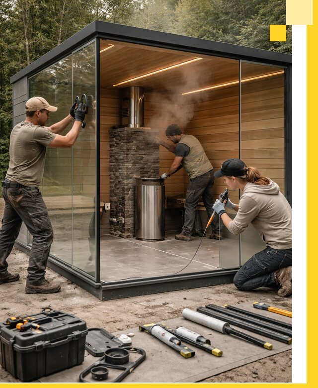 Проектирование и строительство стеклянных бань в Асбесте