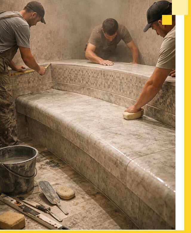 Изготовление и установка сидений для хамама в Асбесте